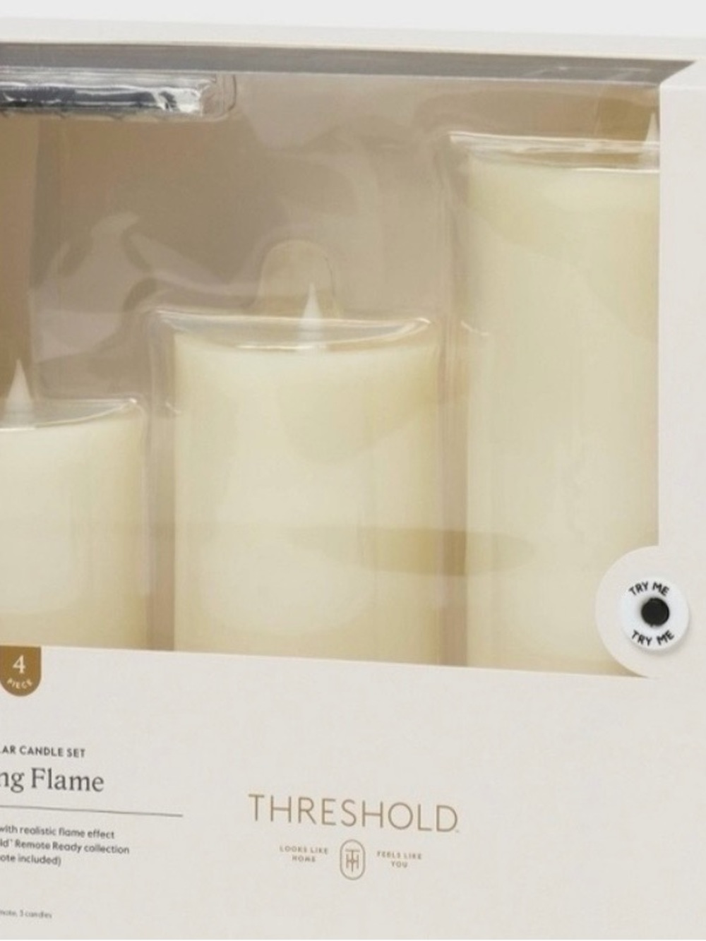 Threshold Cream LED Flicker Pillar Candle Set - 3 Piece w/remote